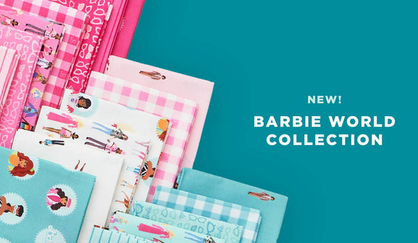 Shop the latest Barbie fabric collection in precuts and yardage!