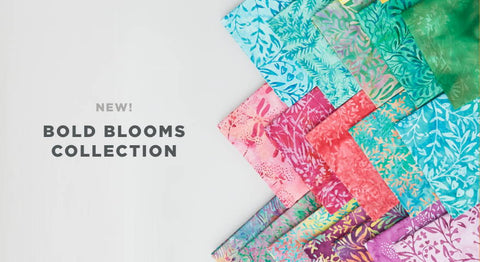Shop the Bold Blooms Batik fabric collection by Kathy Engle for Island Batik here.