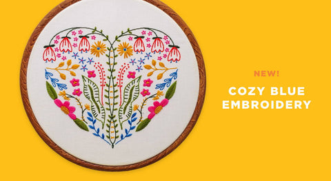 Get cozy with everything-you-need embroidery kits from Cozyblue handmade