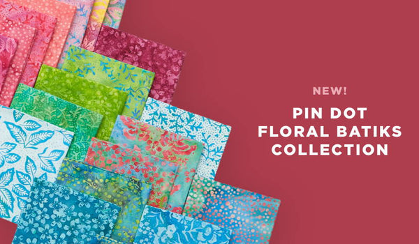 Browse the Pin Dot Floral batik fabric collection in yardage and precuts while supplies last.. 