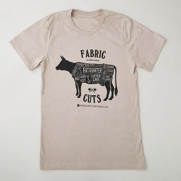 Missouri Star Fabric Cuts Cow T-shirt - Heather Tan - S Primary Image