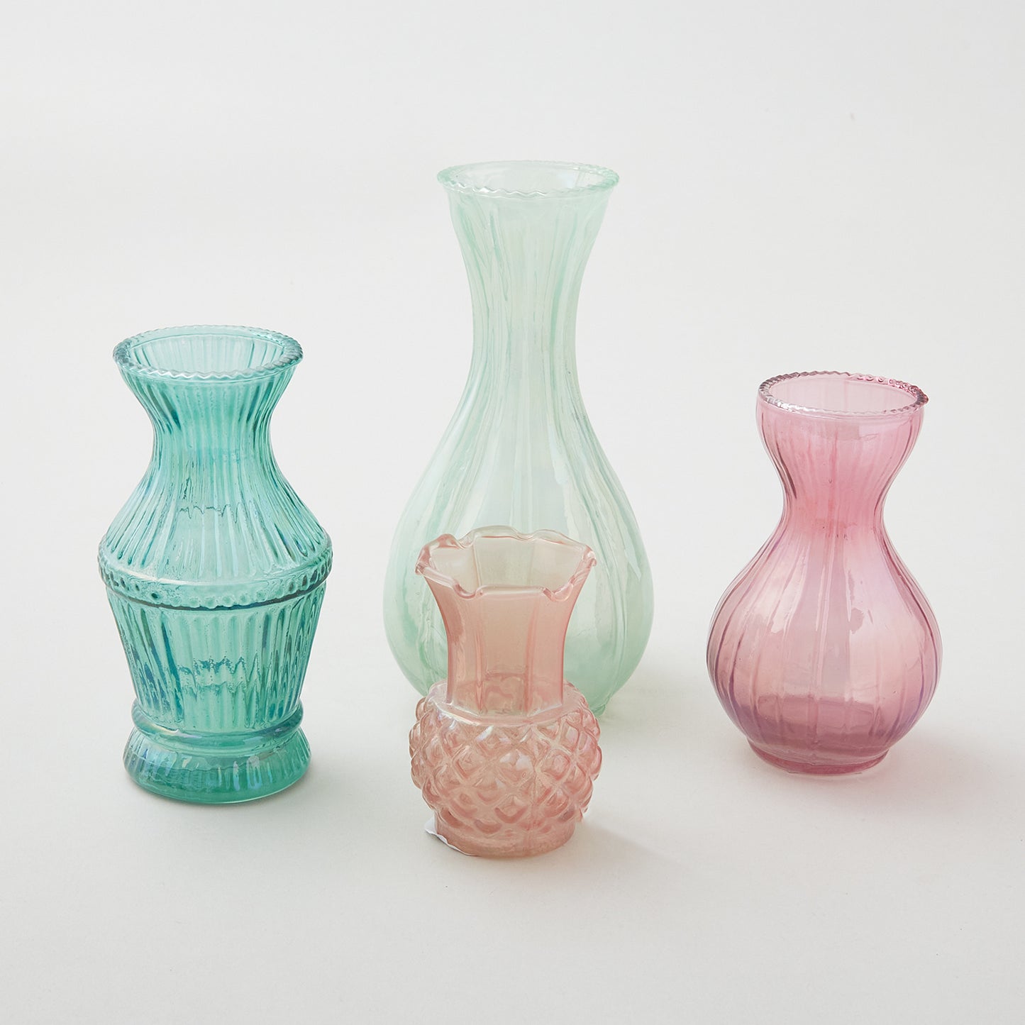Debossed Glass Vases, Set of 4 Primary Image