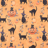 Meow-Gical Night - Cats and Pumpkins Orange Yardage Primary Image