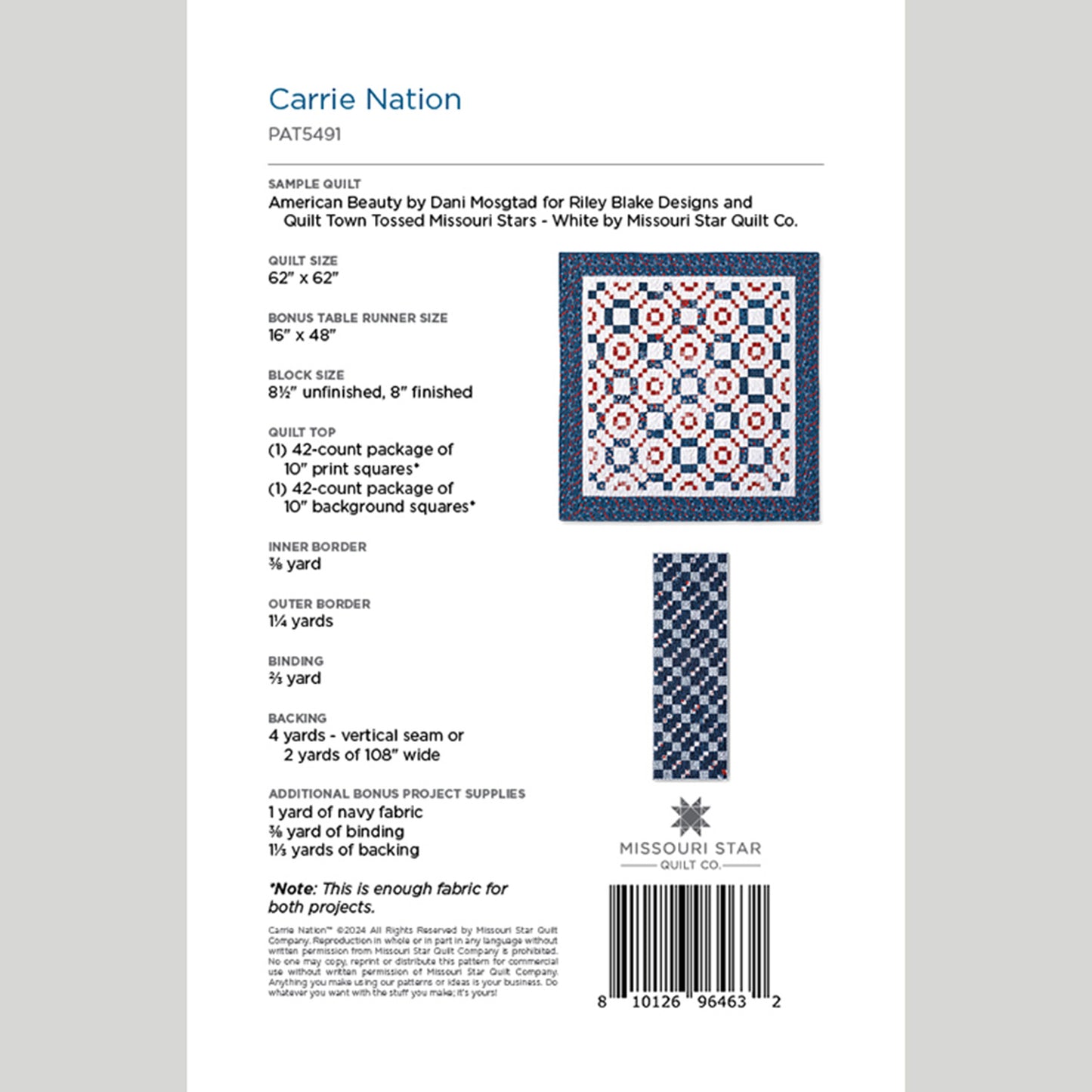 Digital Carrie Nation Quilt Pattern by Missouri Star Alternative View #1