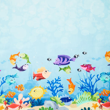 Under The Sea - Fish Border Light Blue Yardage Primary Image