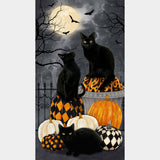 Hallow's Eve - BlackCat and PumpkinsBlack Multi Panel Primary Image