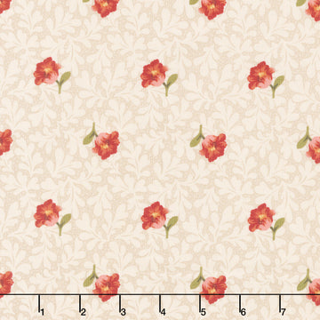 Laundry Line - Buttercup Cream Red Yardage