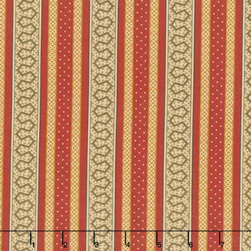 Madison Manor Revisited - Thorn Stripe Red Yardage