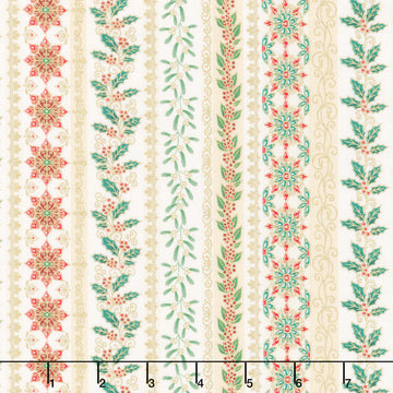 Adorn - Garland Stripe Cream Metallic Yardage