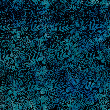 Grandeur Batiks - Etched Floral Black Yardage