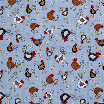 Prairie Chicks - Chicken Dance Blue Yardage