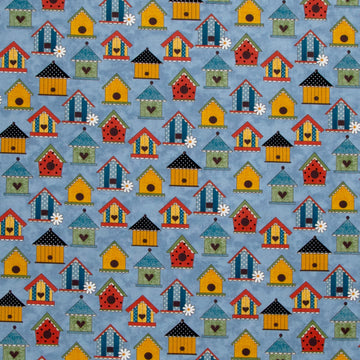 Prairie Chicks - Tweet House Blue Yardage