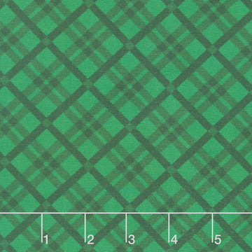 Merry Cats - Tartan Season Green Yardage