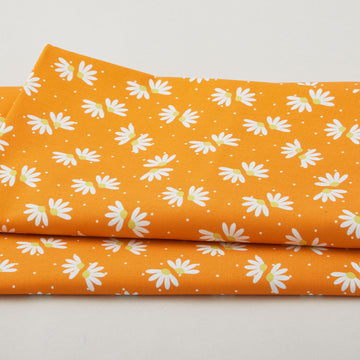 The Bright Side - Daisies and Dots Orange 2 Yard Cut