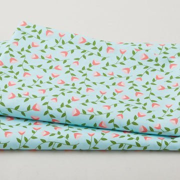The Bright Side - Viney Flowers Turquoise 2 Yard Cut