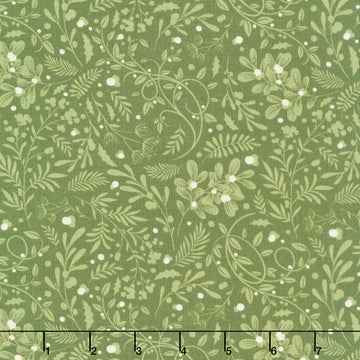 Holly Jolly Calico - Swirls Foliage Evergreen Yardage