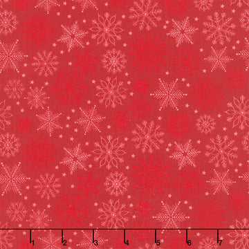 Holly Jolly Calico - Snowflakes Crimson Yardage