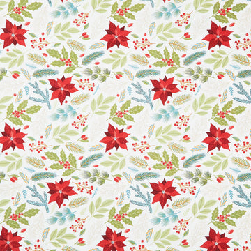 Holly Jolly Calico - Poinsettia Floral Ecru Yardage