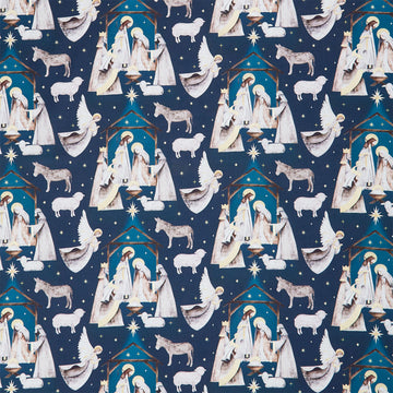 Silent Night - Nativity Scene Navy Yardage