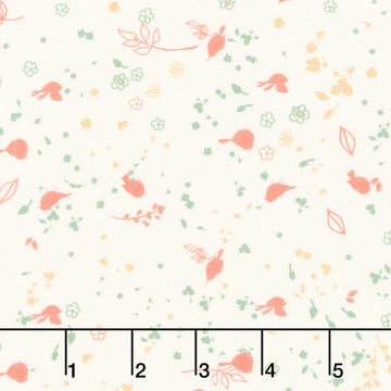 Maple and Marigolds - Tiny Bird with Flowers Ivory Yardage