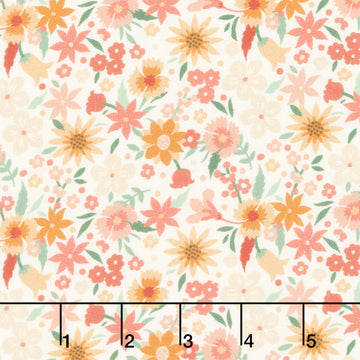 Maple and Marigolds - Flowers Ivory Yardage