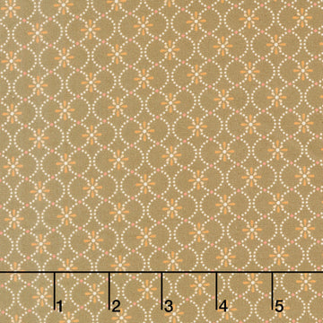 Maple and Marigolds - Circles with Flower Geo Cocoa Yardage