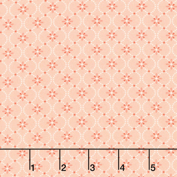 Maple and Marigolds - Circles with Flower Geo Light Red Yardage