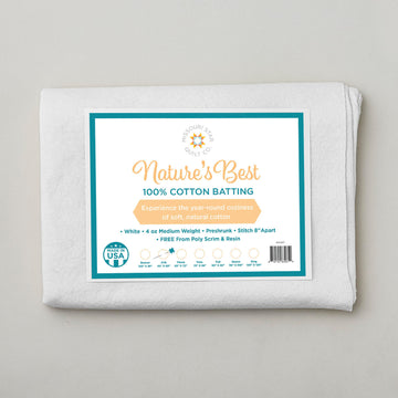 Missouri Star Nature's Best 100% Cotton Crib Batting - White
