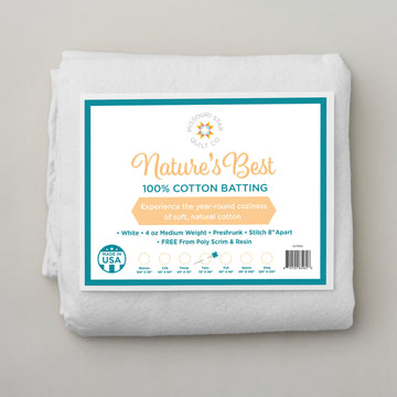 Missouri Star Nature's Best 100% Cotton Twin Batting - White