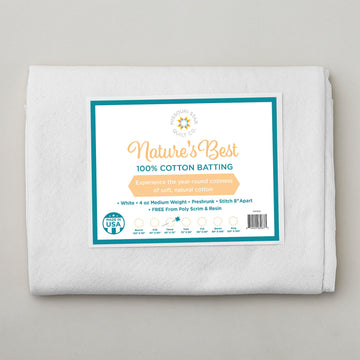 Missouri Star Nature's Best 100% Cotton Throw Batting - White