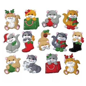 Holiday Cats Felt Ornaments Kit