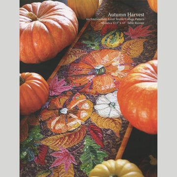 Autumn Harvest Table Runner Parchment Pressing Collage Pattern