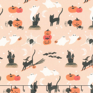 Sweet Treats - Castles Glow in the Dark Orange Yardage