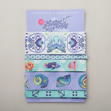 Tula Pink Floral Reef Collection Designer Ribbon Pack - Marine