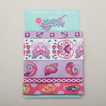 Tula Pink Floral Reef Collection Designer Ribbon Pack - Ultraviolet