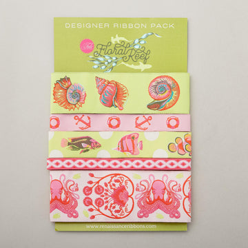 Tula Pink Floral Reef Collection Designer Ribbon Pack - Seagrass