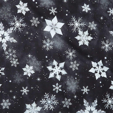 Crystal Cascade - Large Snowflakes Black/White 108" Wide Backing