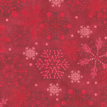 Gifts of Gratitude - Snowflakes Red Yardage