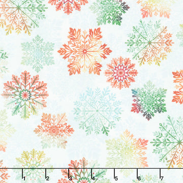 Sweet Christmas Memories - Snowflake Toss Ice Blue Digitally Printed Yardage