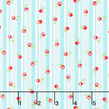 Jubilee - Cherry Stripe Blue Yardage