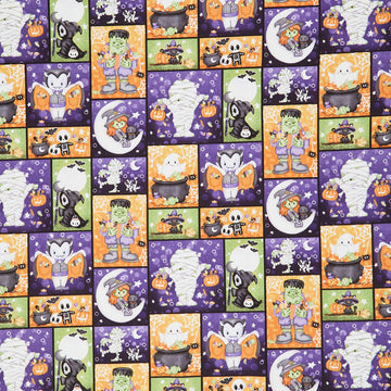 Moonlight Mischief - Monster Patch Glow in the Dark Multi Yardage