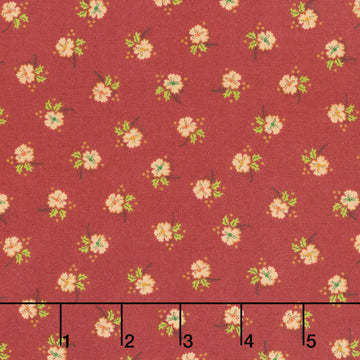 Flower Pot Prints - Daisy Blossoms Red Yardage