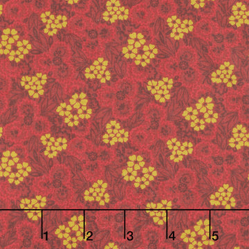 Flower Pot Prints - Scatter Garden Red Yardage