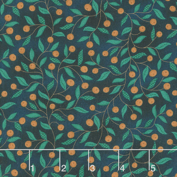 Flower Pot Prints - Berry Briar Navy Yardage