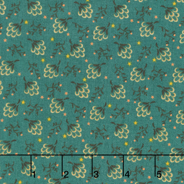 Flower Pot Prints - Clover Patch Teal Yardage