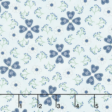 Friendship Garden - Pinwheel Flowers Light Blue Yardage