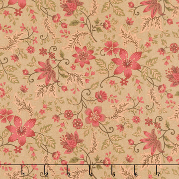 Hearth and Home - Folk Flower Vine Brown Yardage