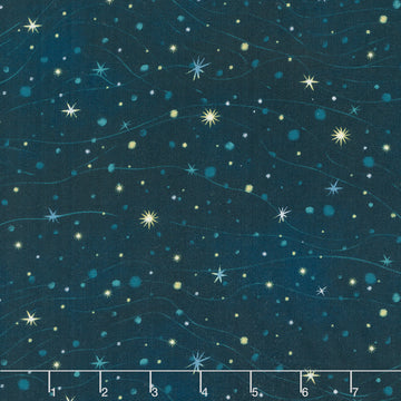 Magical Winter Woodlands - Starry Skies Texture Indigo Multi Yardage