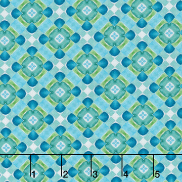 Dragon Friends - Geo Blue Yardage