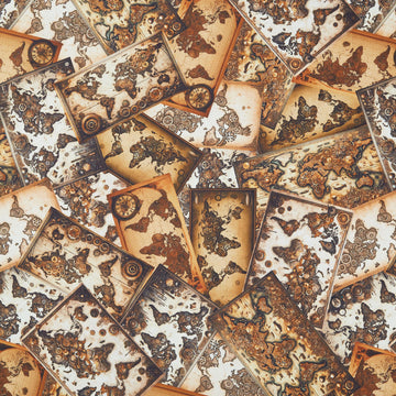 Steampunk Menagerie - Maps Multi Yardage